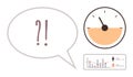 Speech Bubble with Question-Exclamation Mark, Speedometer, and Data Visualization Elements Royalty Free Stock Photo