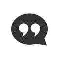 Speech bubble with quotes black vector icon. Chat, messaging or texting