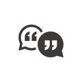Speech bubble with quotes black vector icon Royalty Free Stock Photo