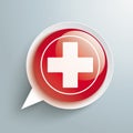 Speech Bubble Red Glossy Button Medical Cross