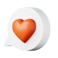 Speech bubble with red heart high quality 3D render illustration icon for social media app or Valentine's Day gift