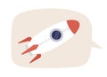 Speech bubble with rocket semi flat color vector element Royalty Free Stock Photo