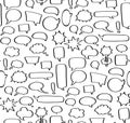 Speech bubble seamless pattern. Empty comic sticker without text of different shapes - square, circle or round, cloud