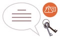 Speech Bubble with Security Alert Icon and Key Symbol Highlighting Communication and Safety Concepts Royalty Free Stock Photo