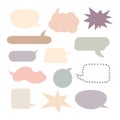 Speech bubble set pastel colored doodle vector illustration, sticker for planner, bullet journal, St Valentine decor Royalty Free Stock Photo