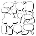 Speech bubble set, thougts or chat dialog hand drawn. Royalty Free Stock Photo
