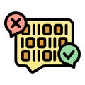 Speech bubble showing binary code with check and cross marks Royalty Free Stock Photo