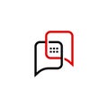 Speech bubble sign. Talk bubble line icon. Chat message symbol. Color line concept. Black and red thin line bubble icon