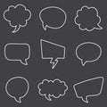 Speech Bubble Skech Set Isolated on black Background. Vector Illustration