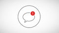 Speech bubble a small red circle with the number 1 indicates a new Royalty Free Stock Photo