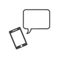 Speech bubble and smartphone. Flat icon design. Clean and clear.