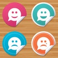 Speech bubble smile face icons. Happy, sad, cry. Royalty Free Stock Photo