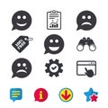 Speech bubble smile face icons. Happy, sad, cry. Royalty Free Stock Photo