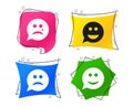 Speech bubble smile face icons. Happy, sad, cry. Vector Royalty Free Stock Photo