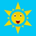 Speech bubble with smiling sun on a light blue background Royalty Free Stock Photo