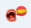 Speech bubble with Spain flag and bubble with message. Spanish course to learn in internet school. Digital education Royalty Free Stock Photo