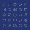 Speech bubble speech flat line icons. Chat, comment, idea illustrations. Thin signs for communication concept Royalty Free Stock Photo