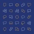 Speech bubble speech flat line icons. Chat, comment, idea illustrations. Thin signs for communication concept