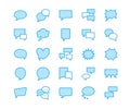 Speech bubble speech flat line icons. Chat, comment, idea illustrations. Thin signs for communication concept Royalty Free Stock Photo