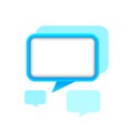 Speech bubble square shape blue color for message, copy space, dialog chat box modern, speech balloon graphic for text chat and