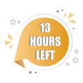 Speech bubble symbol. Number thirteen display. Vector 13 hours left. Orange time badge. Royalty Free Stock Photo