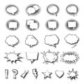 Speech bubble symbols, icon set. Hand drawn thought and speech bubbles and balloons, different types and shapes. Vector Royalty Free Stock Photo