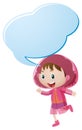 Speech bubble template with girl in pink raincoat