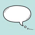 Speech bubble with thick black outline set against a light blue background Royalty Free Stock Photo