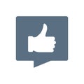 Speech bubble with a thumb up colored icon. Positive feedback, customer review, rating symbol Royalty Free Stock Photo