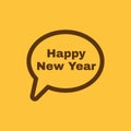 The speech bubble with the word happy new year icon. Celebration and holiday, christmas symbol. Flat Royalty Free Stock Photo