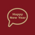 The speech bubble with the word happy new year icon. Celebration and holiday, christmas symbol. Flat Royalty Free Stock Photo