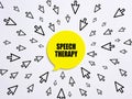 Speech bubble with the word speech therapy. Speech problems and learning to talk Royalty Free Stock Photo