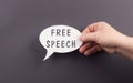 Speech bubble with the words free speech, cancel culture, having a different opinion, censorship Royalty Free Stock Photo