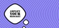 Speech bubble with your Amplify your message text. Boom retro comic style. Pop art style. Vector line icon for Business Royalty Free Stock Photo
