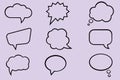 Set of vector comic speech bubbles. Doodle chat cartoon bubbles. Royalty Free Stock Photo