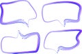 bright blue creative unique design abstract doodle curve speech bubbles set Royalty Free Stock Photo