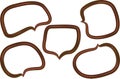 brown colorful creative hand drawn painted contour speech bubbles set Royalty Free Stock Photo