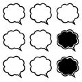 Speech bubbles arranged in a grid, some filled, others outlined. Graphic elements Royalty Free Stock Photo