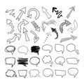 Speech Bubbles and Arrows. Handdrawn Vector Set Royalty Free Stock Photo