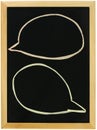 Speech bubbles on blackboard