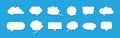 Speech bubbles. Chat for thought and talk. White clouds for comment on blue background. Balloons for speak, dialog and text.