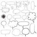 Speech bubbles Collection of hand drawn Doodle style comic balloon design elements Isolated vector illustration Royalty Free Stock Photo