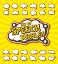 Speech bubbles collection in pop art style. Elements of design comic books. Set of multilayer thought or communication bubbles on