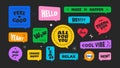 Speech bubbles colorful stickers. Trendy Patches Royalty Free Stock Photo