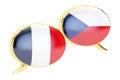 Speech bubbles, Czech-French translation concept. 3D rendering