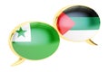 Speech bubbles, Esperanto-Arab conversation concept. 3D rendering