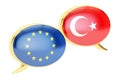 Speech bubbles, EU-Turkey conversation concept. 3D rendering