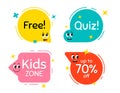 Speech bubbles with face emotions. Vector illustration for kids. Cute funny characters.