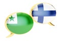 Speech bubbles, Finnish-Esperanto conversation concept. 3D rendering