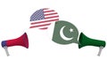 Speech bubbles with flags of Pakistan and the USA. Intercultural dialogue or international talks related 3D rendering Royalty Free Stock Photo